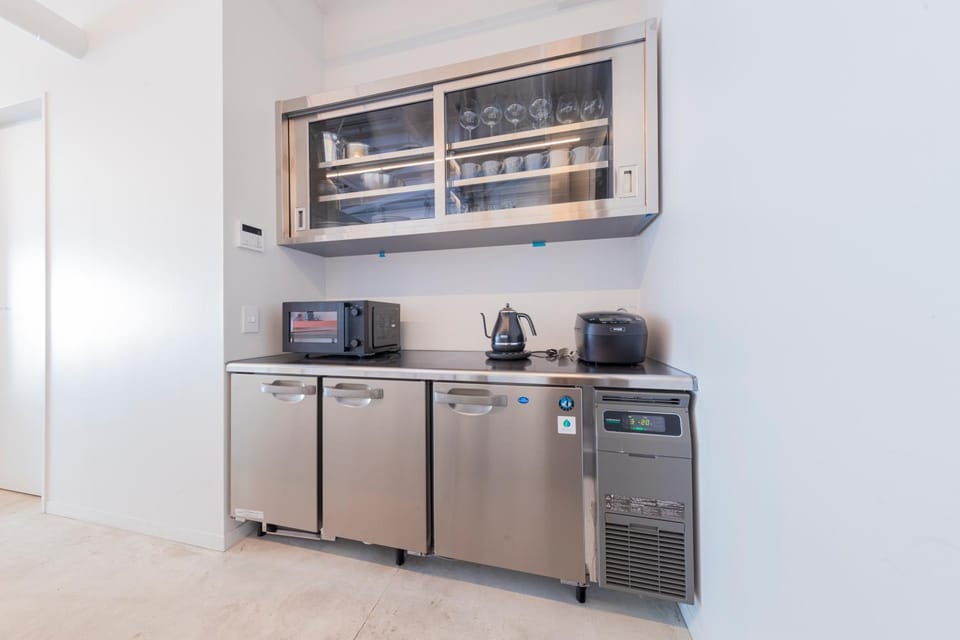Kitchen or kitchenette, microwave