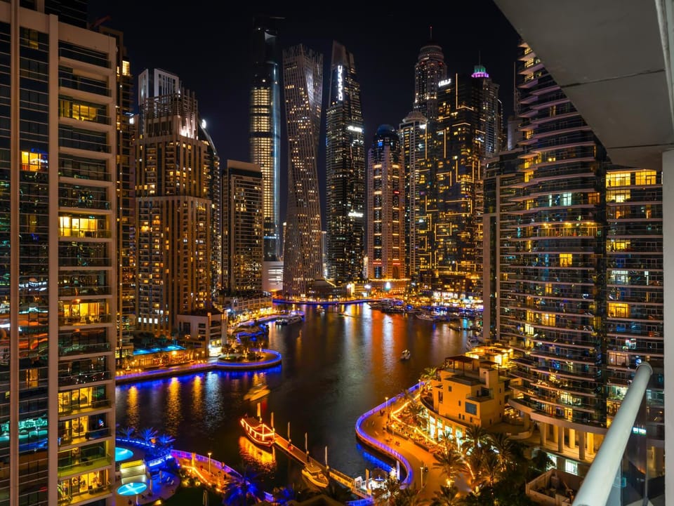 Night, City view, Lake view