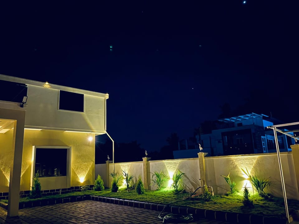Property building, Night, Garden, Garden, Garden view