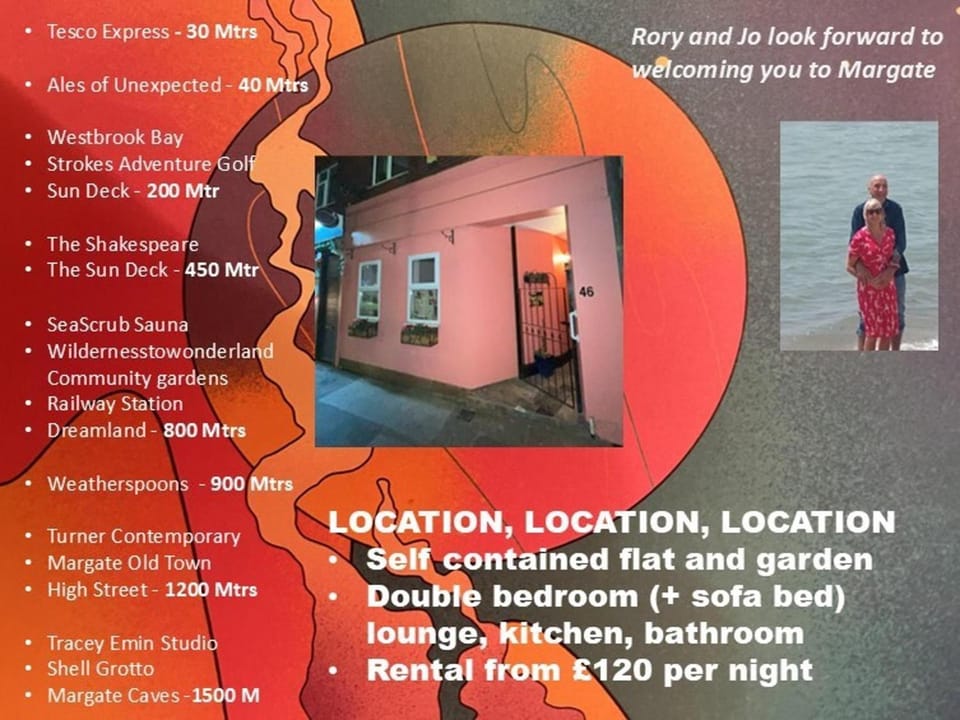 Beach Dreamland Restaurants nearby- sunny garden Apartment in Margate