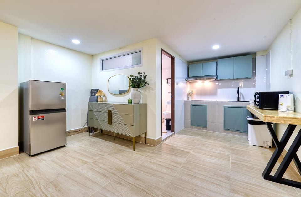 Kitchen or kitchenette, stove, toaster