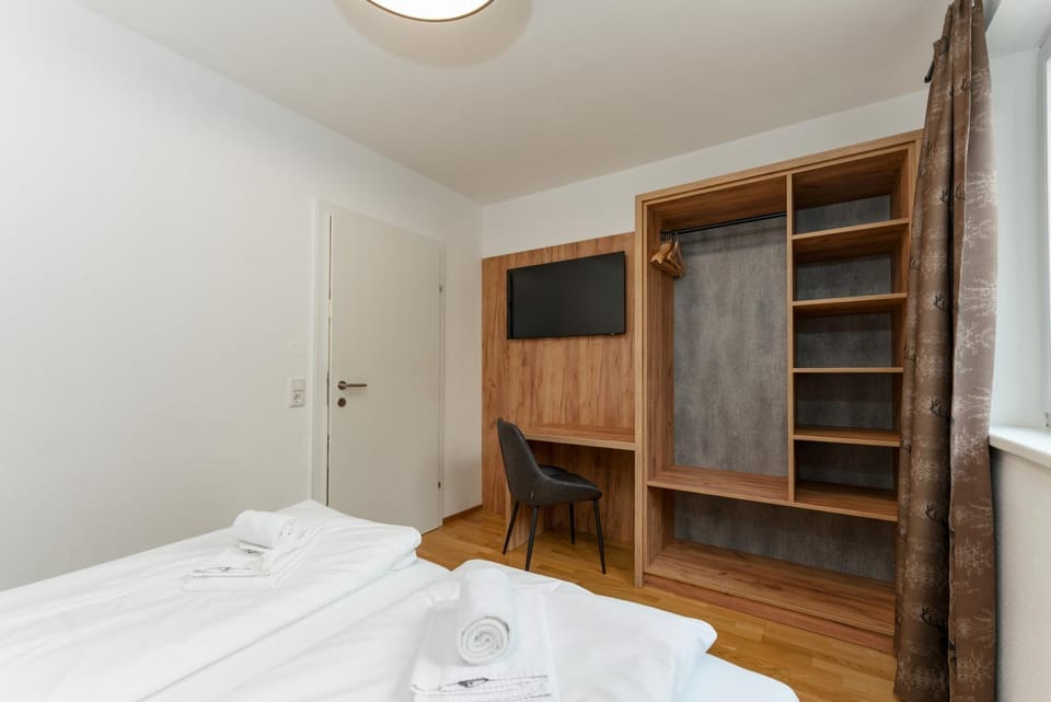 Bed, Photo of the whole room, Bedroom, towels, wardrobe