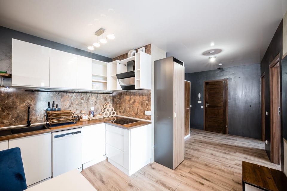 Kitchen or kitchenette, dishwasher, oven