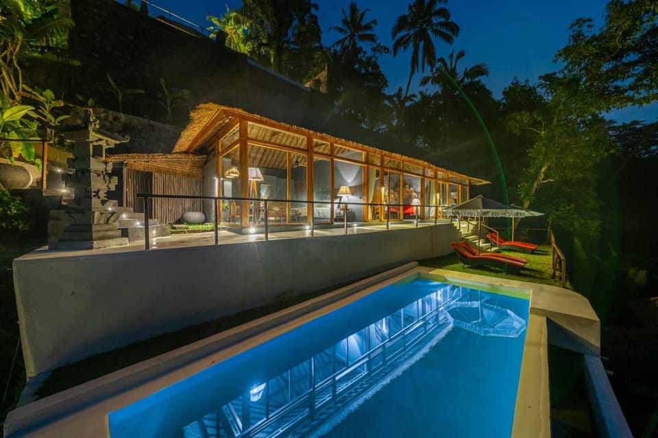 Night, Natural landscape, Swimming pool