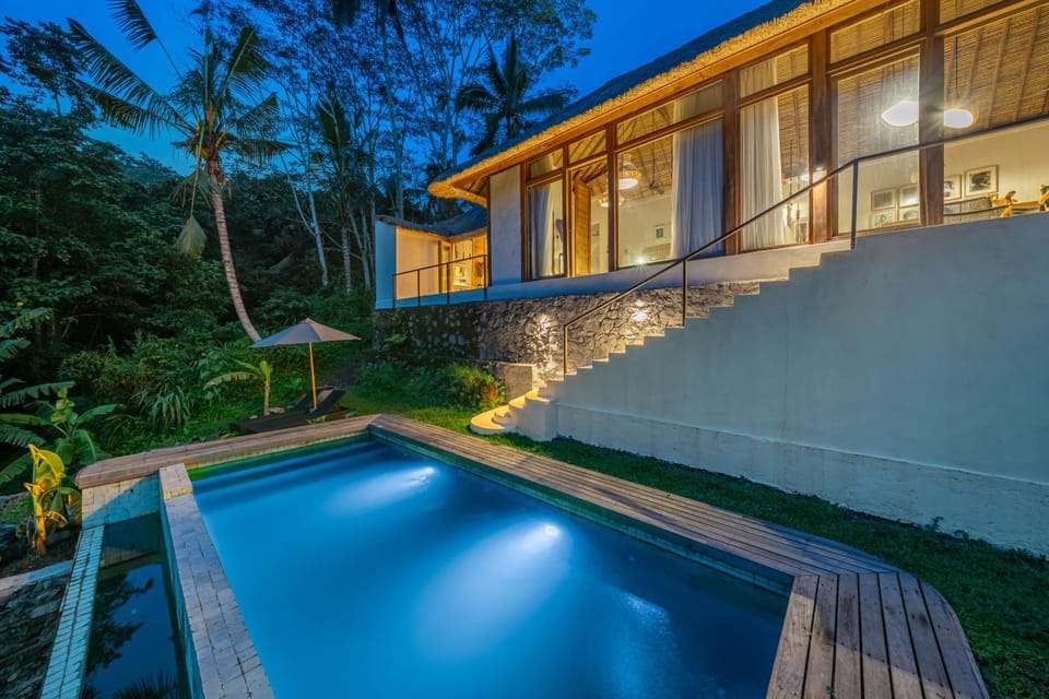 Night, Pool view, Swimming pool
