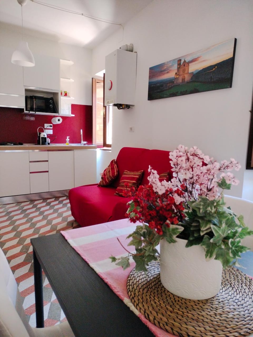Kitchen or kitchenette, Living room, Dining area, stove