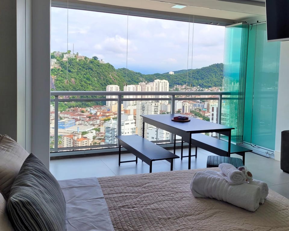 Bed, Dining area, Mountain view