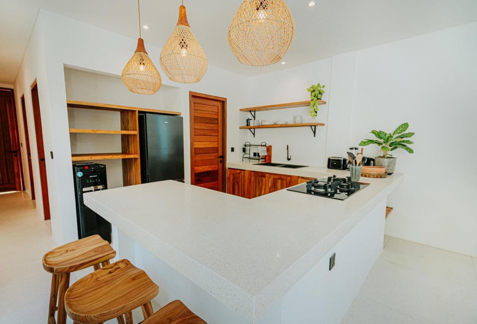 Kitchen or kitchenette, stove