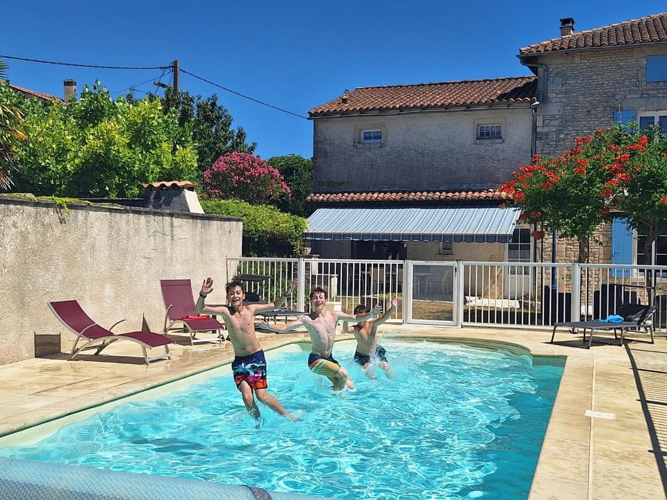 Pool view, Swimming pool, children, sunbed