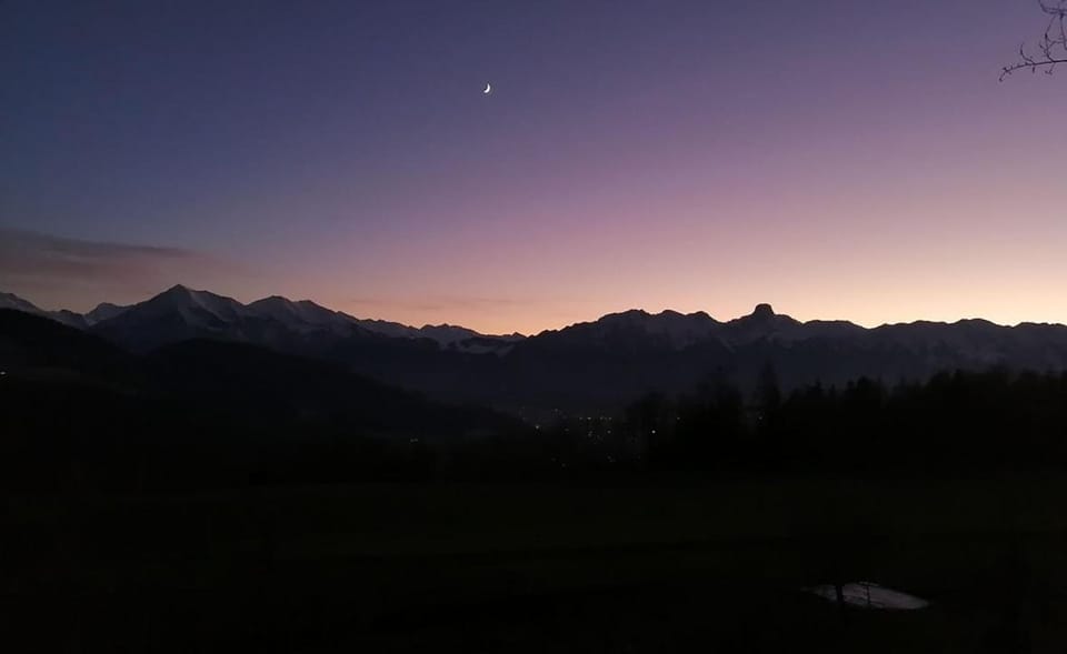 Nearby landmark, Natural landscape, Mountain view, Sunset