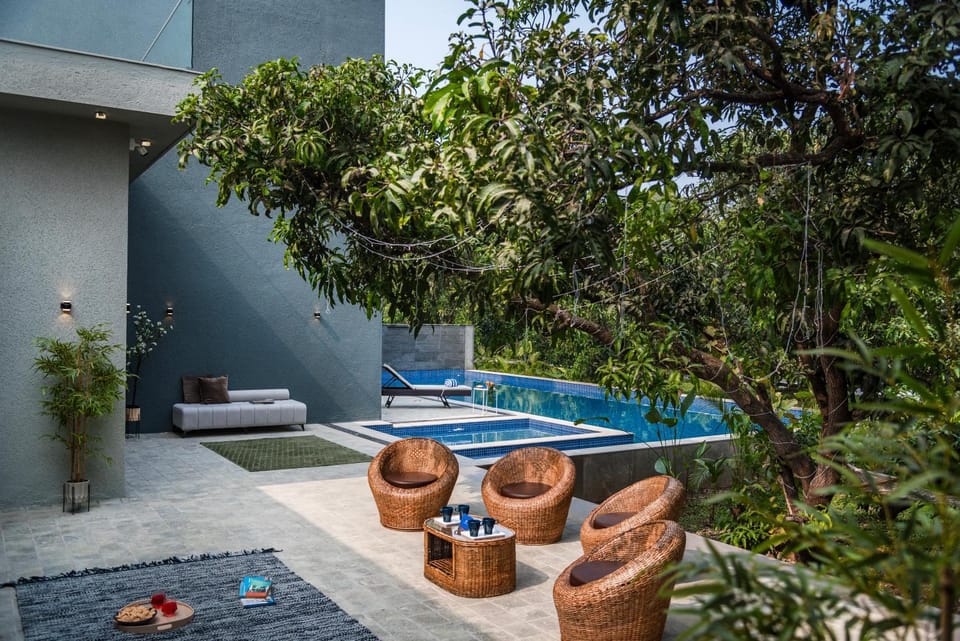 Patio, Natural landscape, Garden, Garden view, Pool view, Swimming pool, sunbed