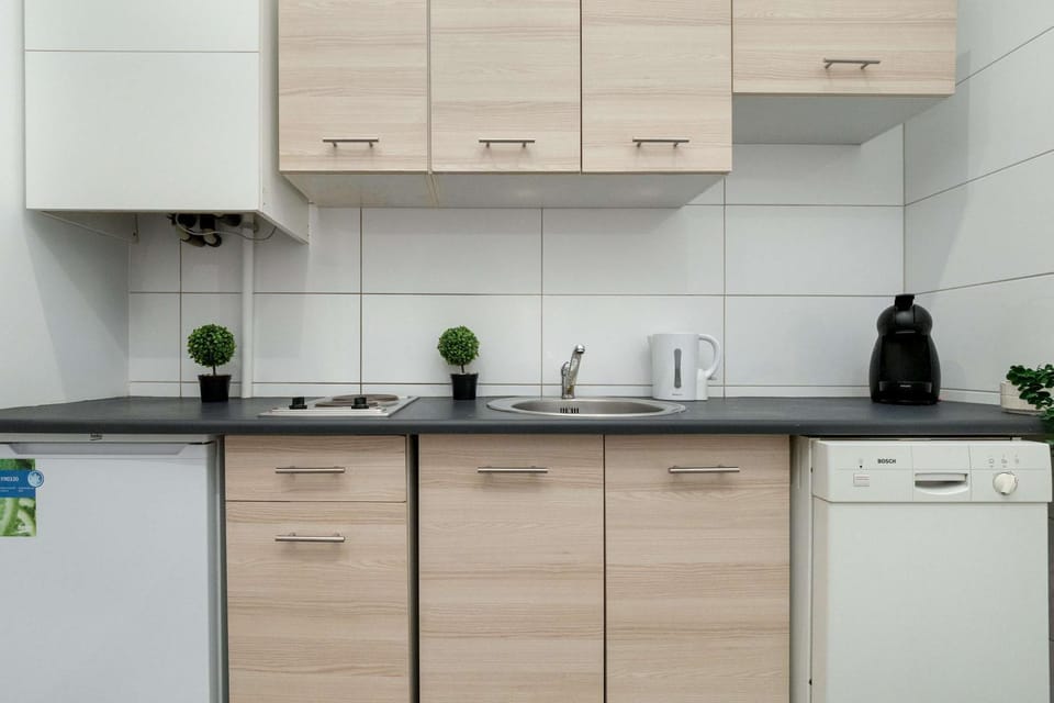 Kitchen or kitchenette, stove