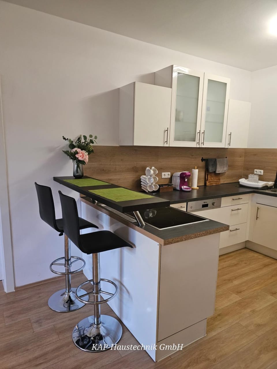 Kitchen or kitchenette, stove