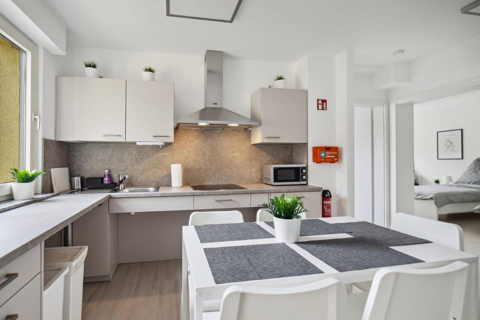 Kitchen or kitchenette, stove