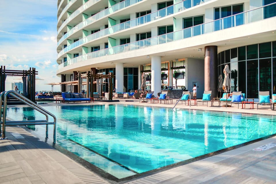 Property building, Pool view, Swimming pool, sunbed