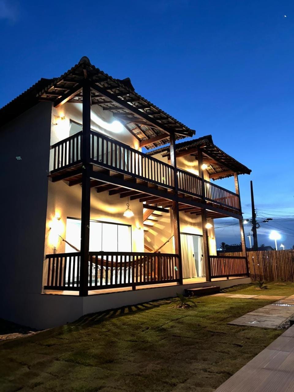 Property building, Patio, Night, Garden, View (from property/room), Balcony/Terrace