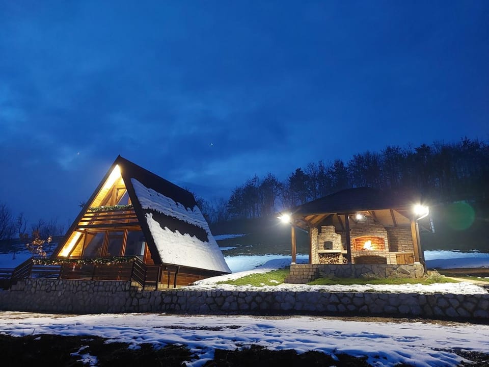 Property building, Night, Natural landscape, Winter