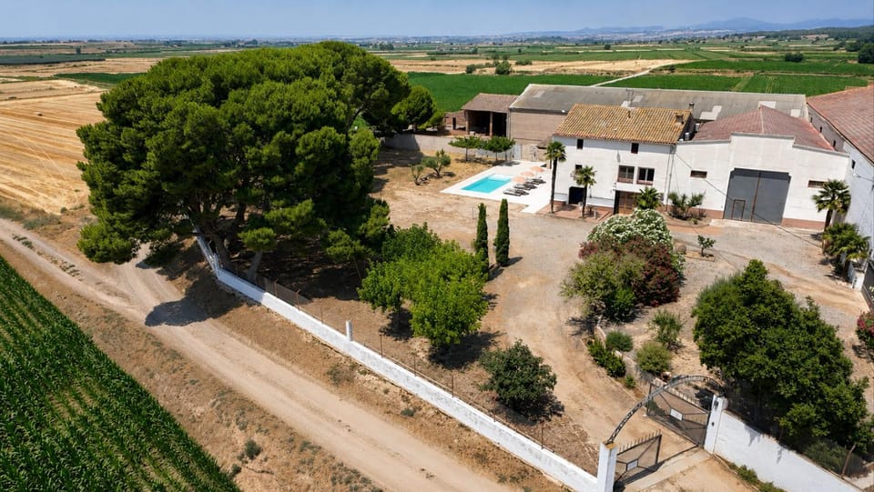 Property building, Facade/entrance, Natural landscape, Bird's eye view, Garden, View (from property/room), Pool view, Swimming pool, sunbed