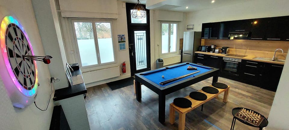 Billiard, Game Room, Kitchen or kitchenette, oven, stove