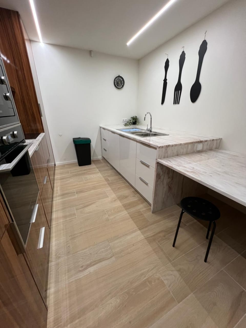 Kitchen or kitchenette, oven
