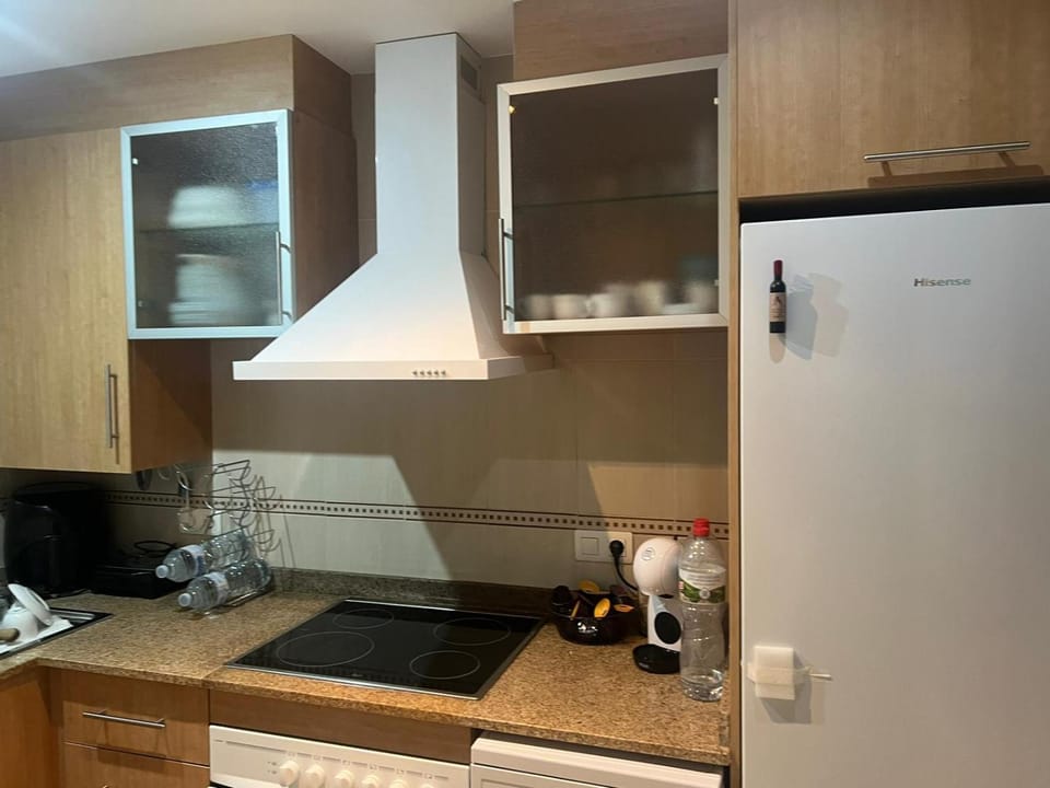 Kitchen or kitchenette, stove