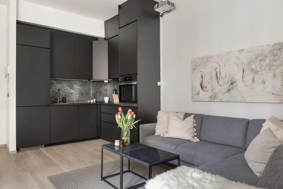 Kitchen or kitchenette, Living room, Seating area