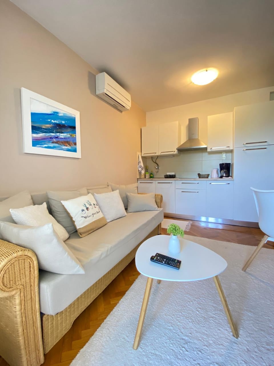 Kitchen or kitchenette, Living room, Dining area, stove, air conditioner
