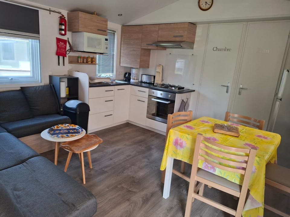 Kitchen or kitchenette, Living room, Seating area, Dining area, oven, stove, toaster