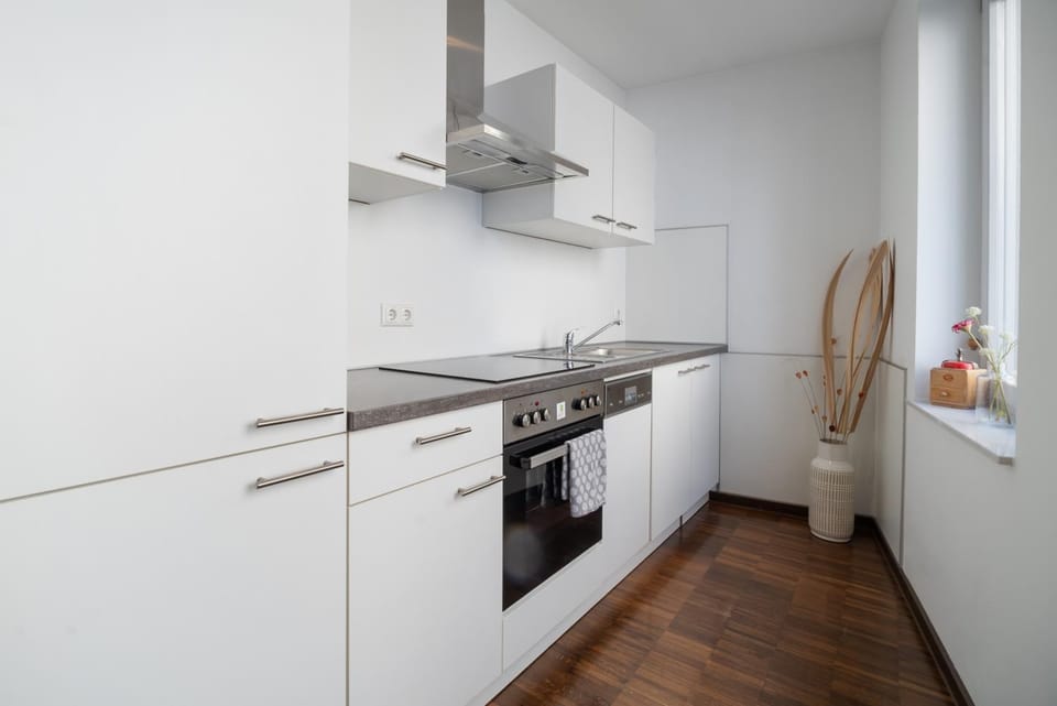 Kitchen or kitchenette, stove