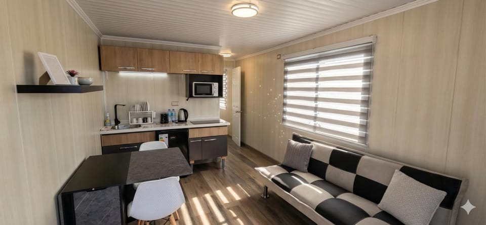Kitchen or kitchenette, Living room, Seating area, Dining area, oven, stove, toaster