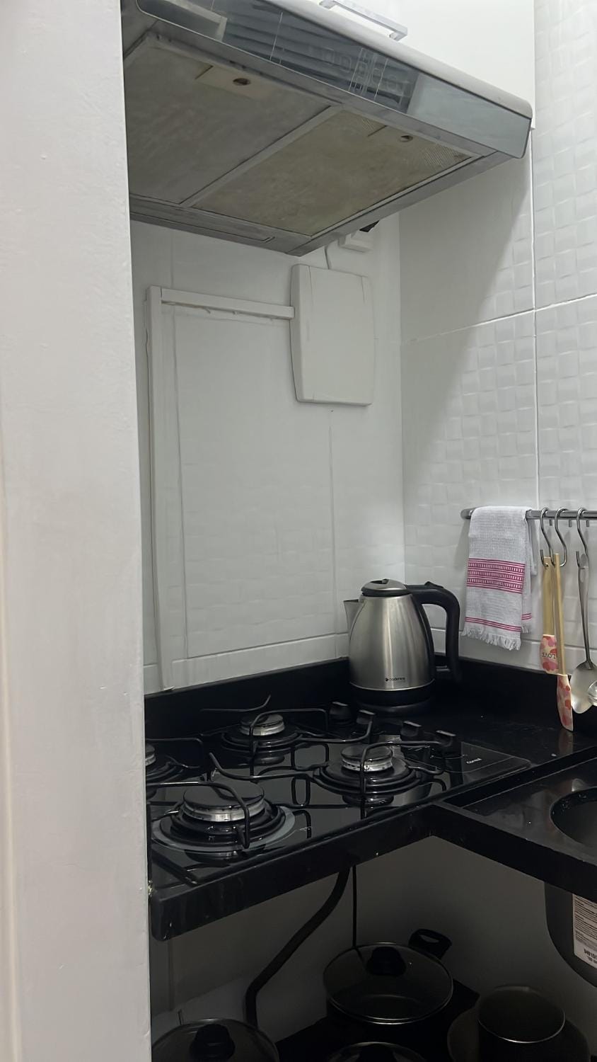 Kitchen or kitchenette, stove