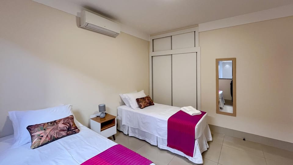 Bed, Photo of the whole room, Bedroom, towels, wardrobe, air conditioner