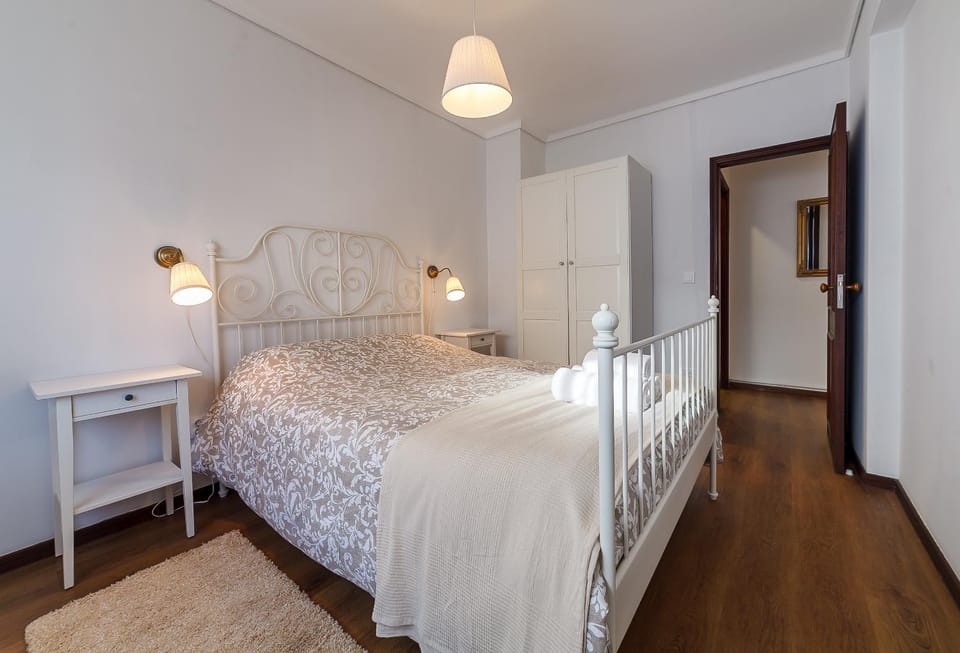 Bed, wardrobe