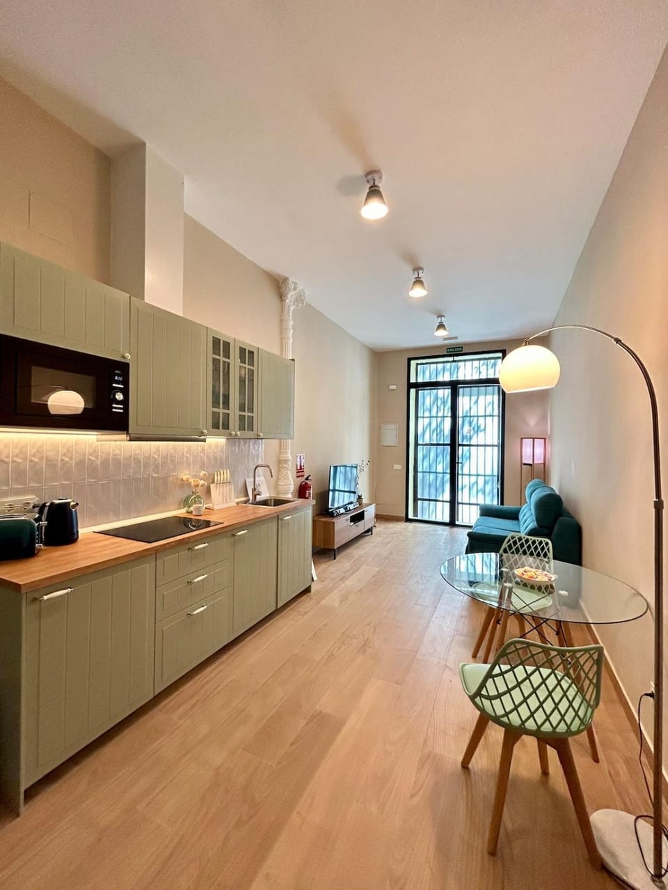 Kitchen or kitchenette, Living room, Dining area