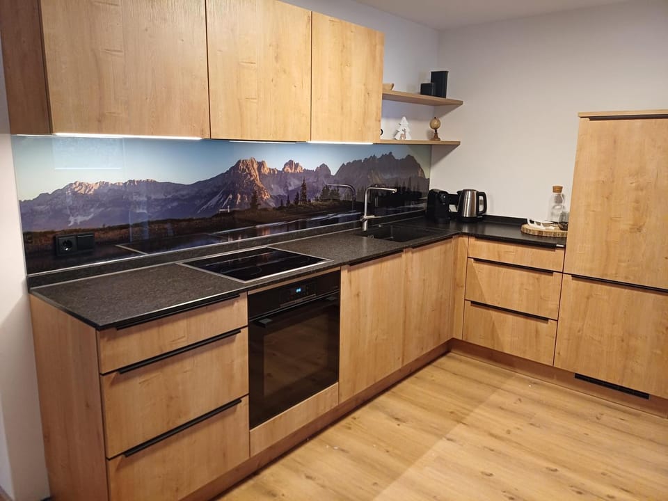 Kitchen or kitchenette, dishwasher, stove