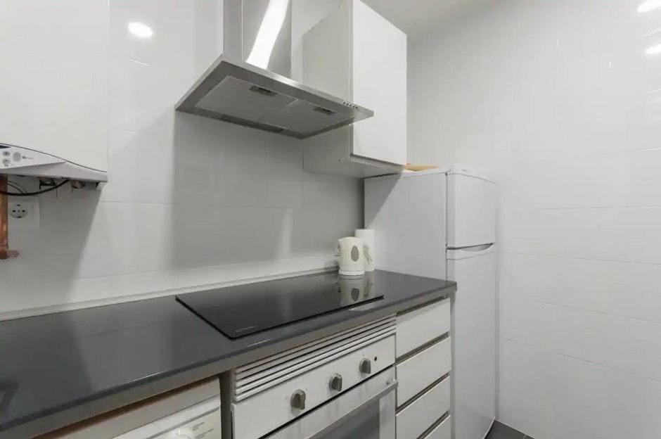 Kitchen or kitchenette, stove