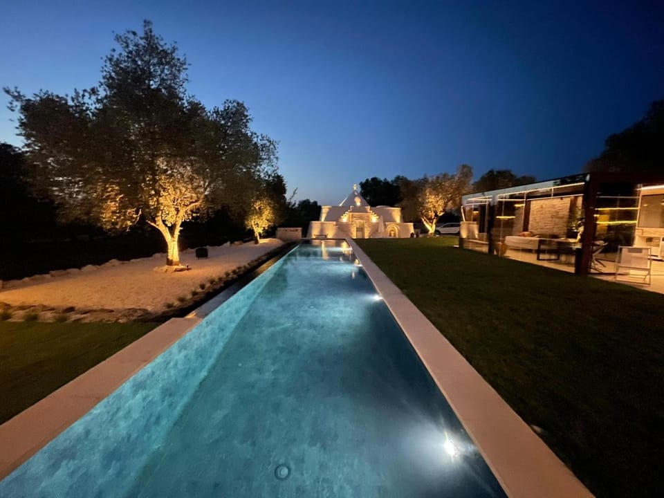 Night, Pool view, Swimming pool