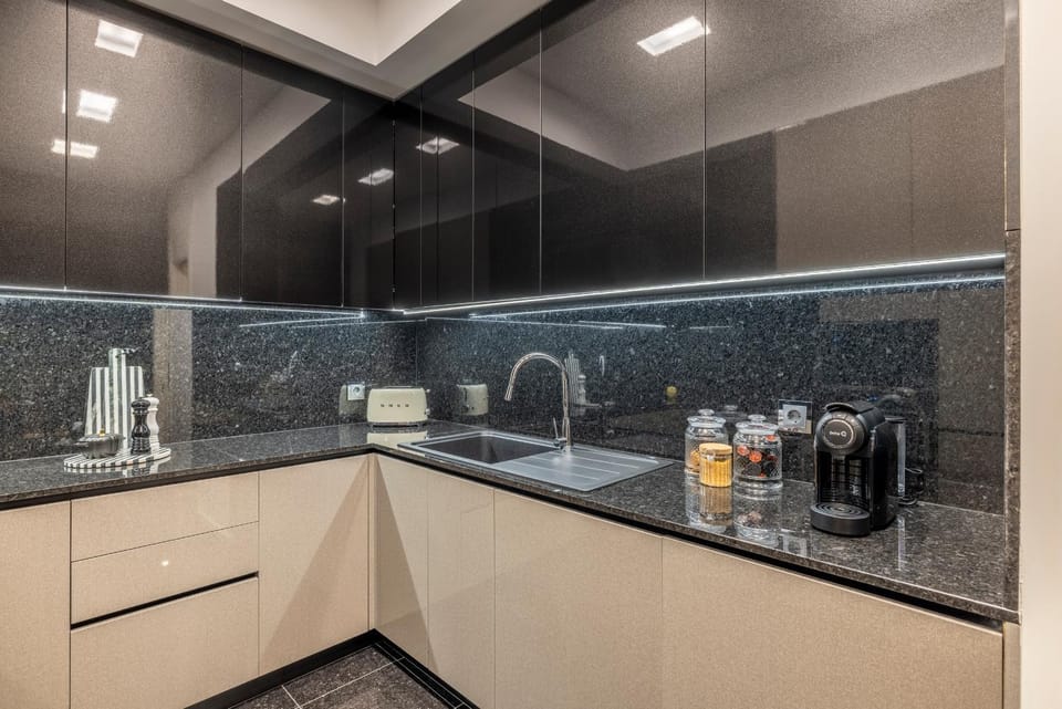 Kitchen or kitchenette, stove, toaster