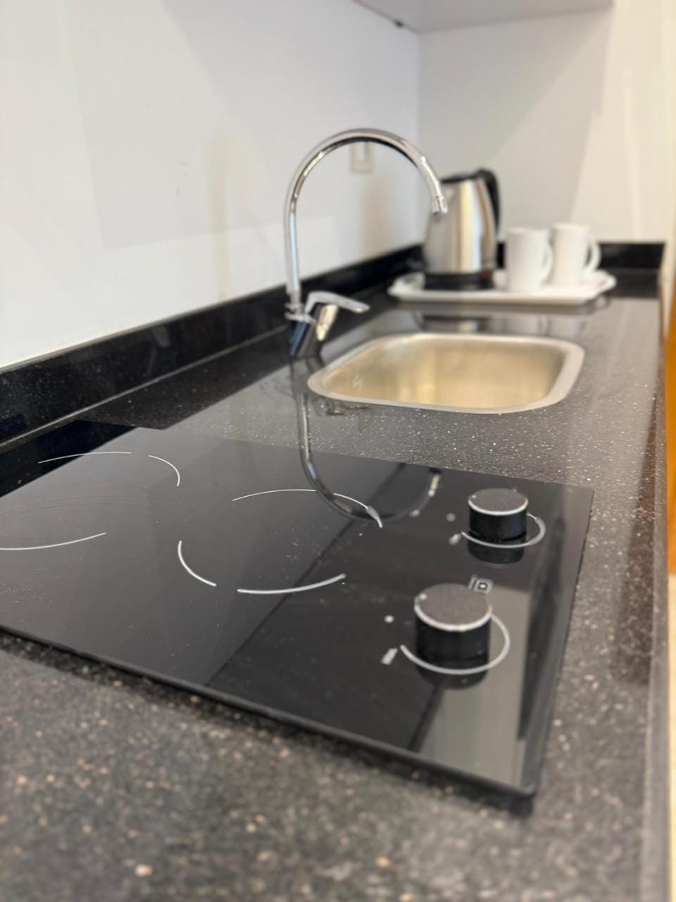 Kitchen or kitchenette, stove