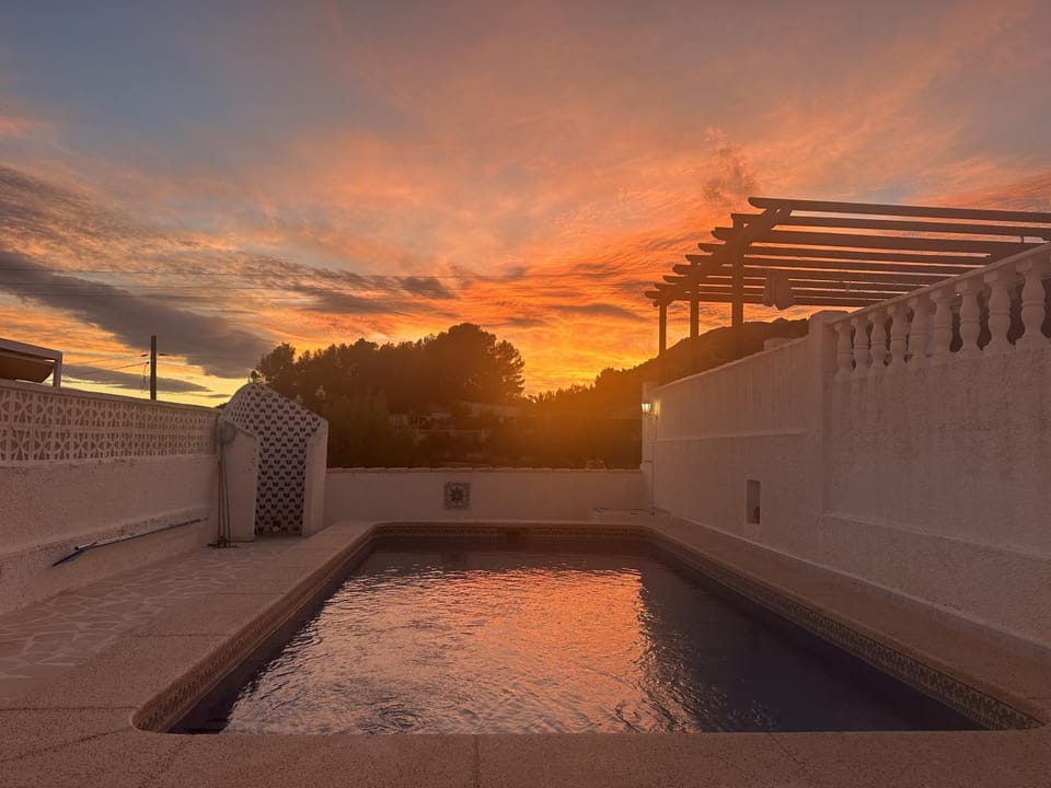 Pool view, Sunset