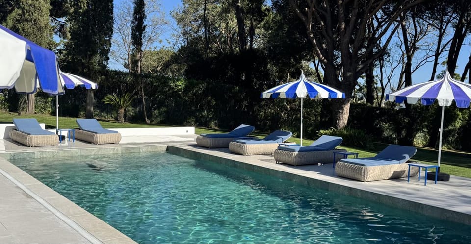 Spring, Pool view, Swimming pool, sunbed