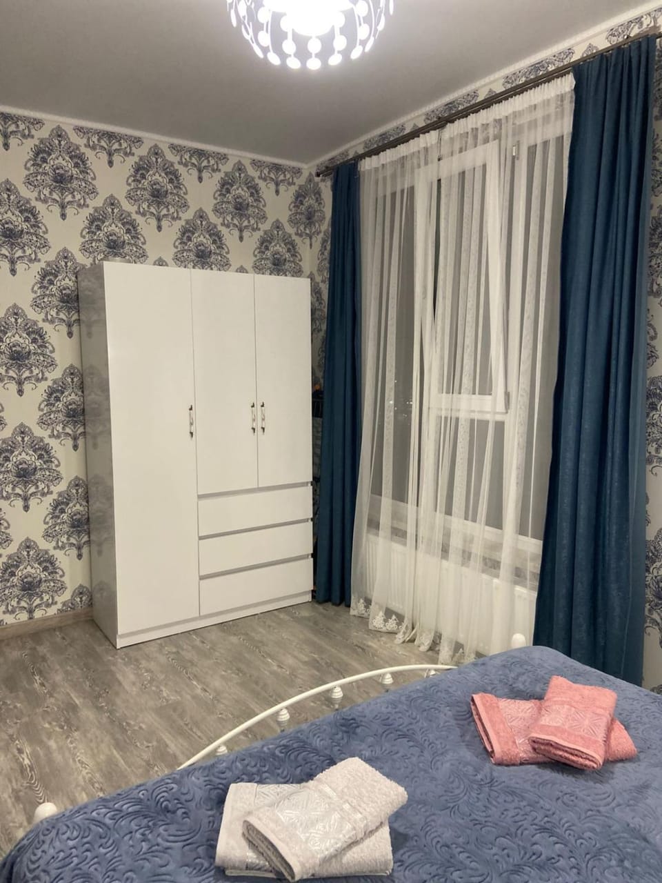 Bed, Photo of the whole room, Bedroom, towels, wardrobe