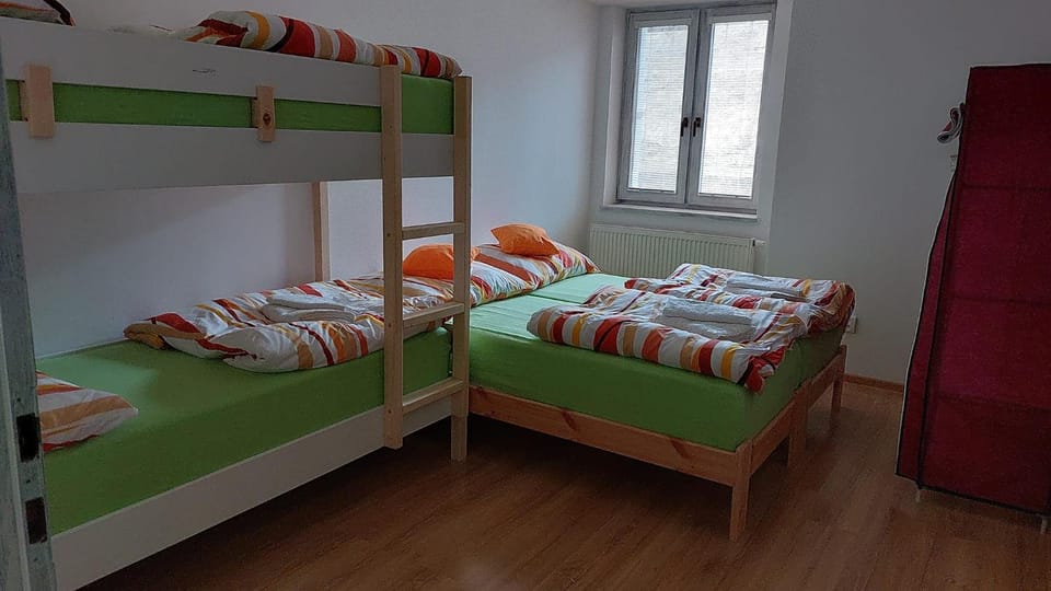Bed, Bathroom, Photo of the whole room, Bedroom, bunk bed, towels, wardrobe