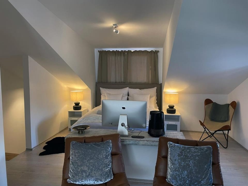 Bed, Living room, Photo of the whole room, Seating area, Bedroom