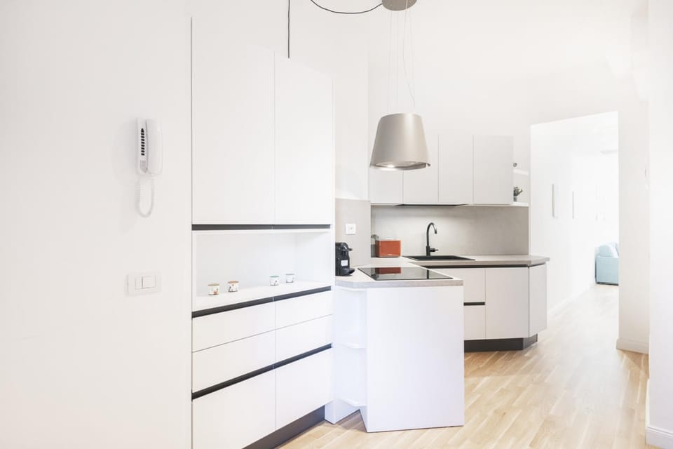 Kitchen or kitchenette, stove