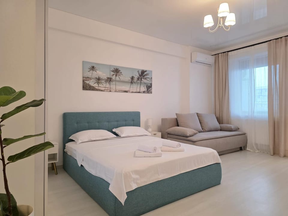 Bed, Living room, Seating area