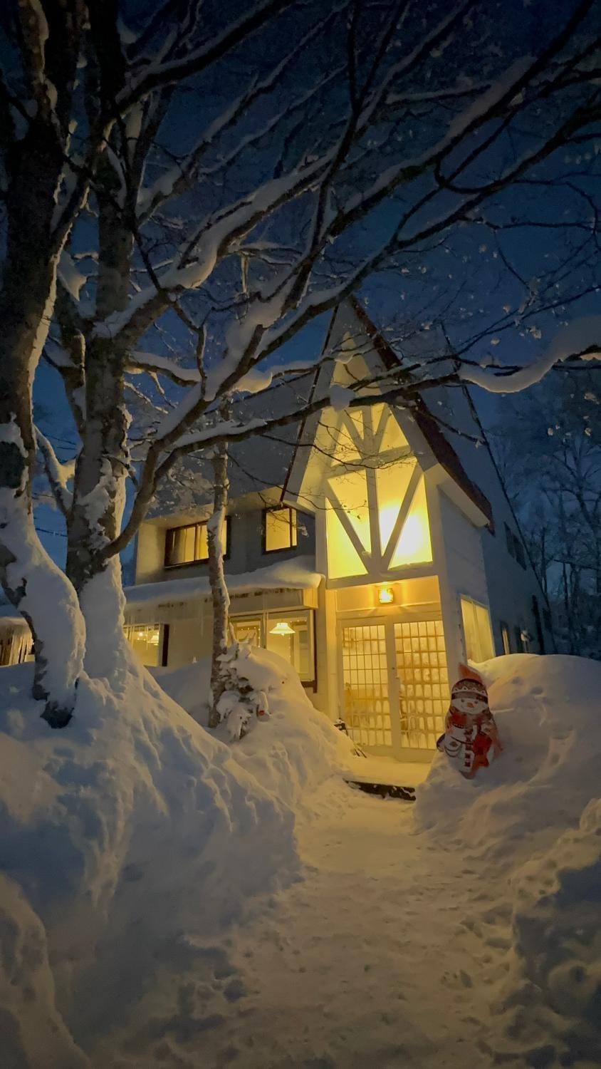 Property building, Night, Winter