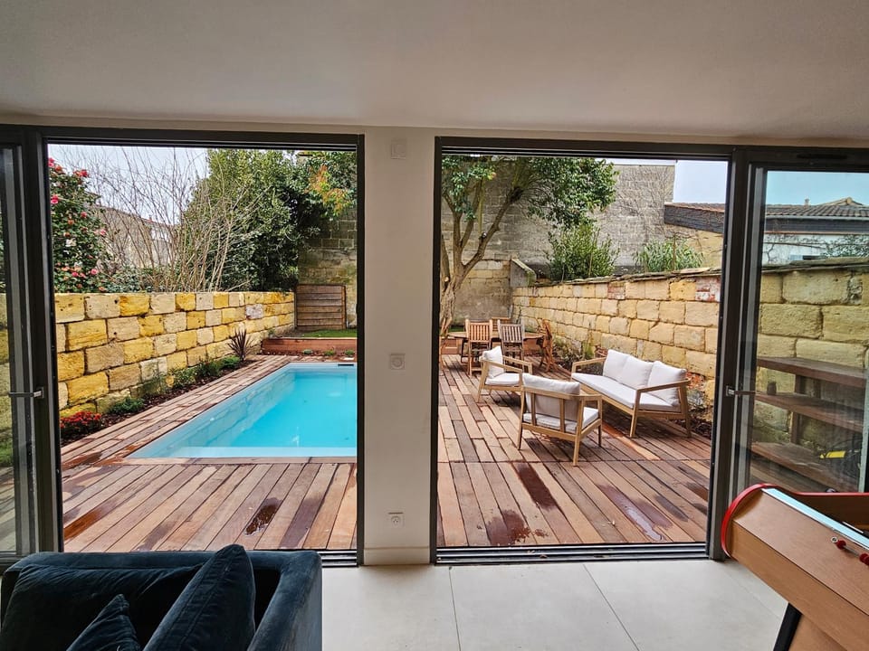 Seating area, Garden view, Pool view, Swimming pool