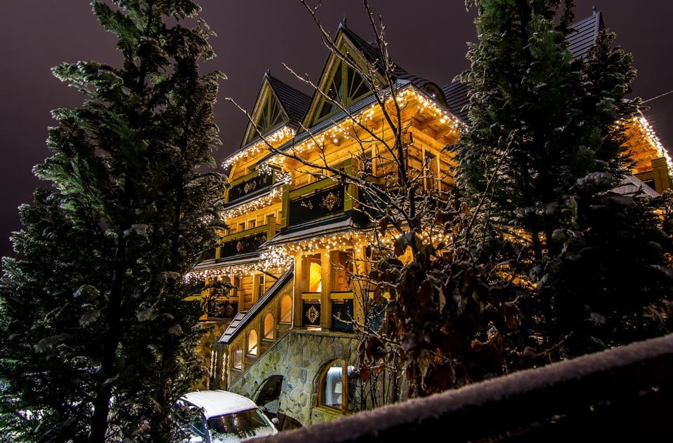 Property building, Night, Winter