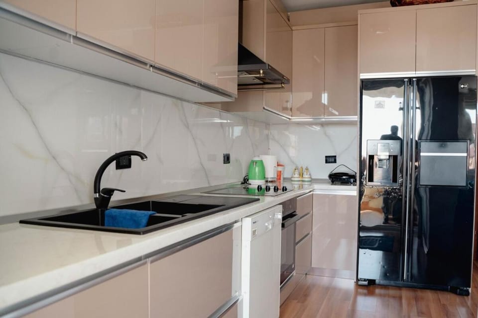Kitchen or kitchenette, dishwasher, oven, stove